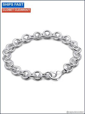 925 Sterling Silver Cable Wire Link Chain Bracelet 24k Gold Plated Cuff